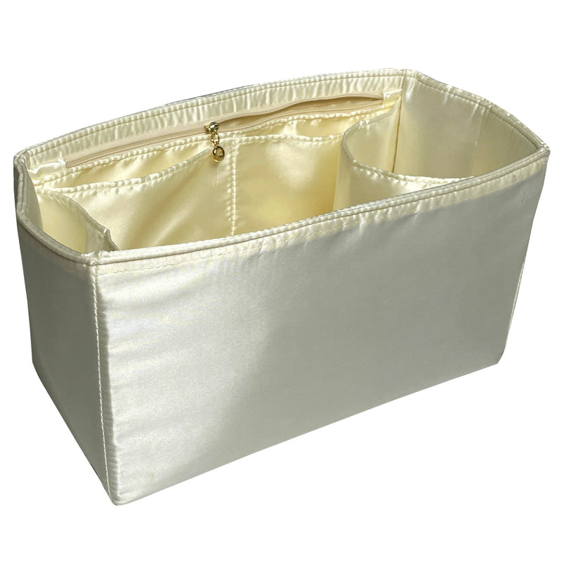 Organizer for [Hug Handbag L, Ferragamo] Bag Insert (Silk, Full-width Zip and Open Pocket)