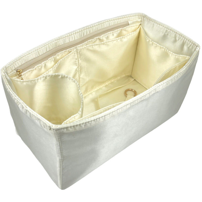 Organizer for [The Mini Zip Bucket, Rothys] Bag Insert (Silk, Full-width Zip and Open Pocket)