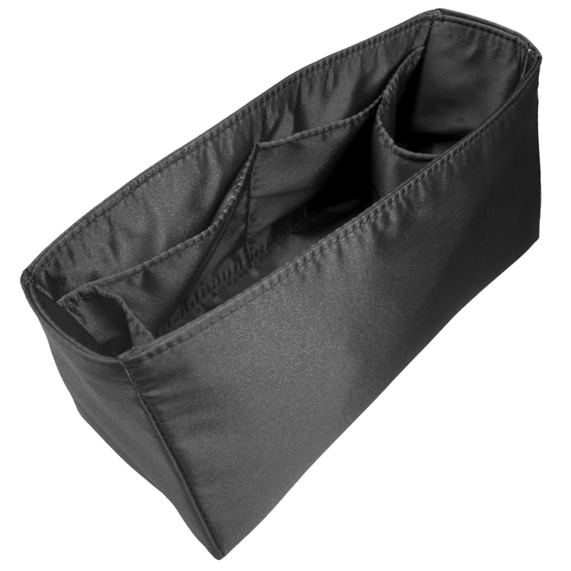 Organizer for [Essential Boston Medium, MCM] Bag Insert (Silk, Full-width Zip and Open Pocket)