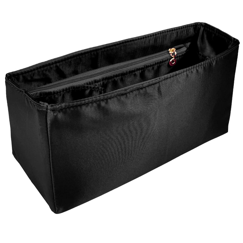 Organizer for [Hug Handbag L, Ferragamo] Bag Insert (Silk, Full-width Zip and Open Pocket)