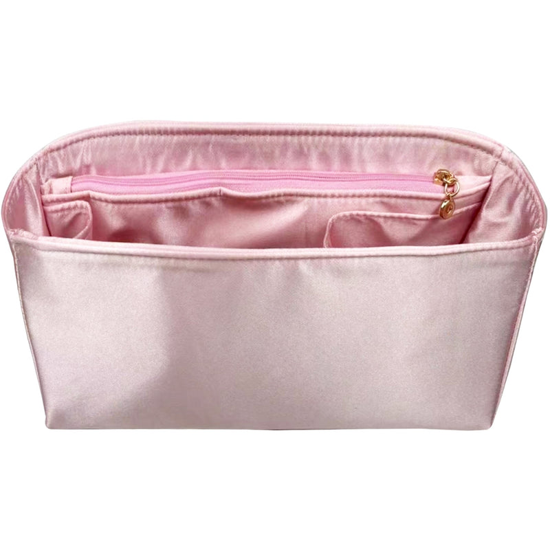 Organizer for [Le Pliage Néo Top Handle Medium, Longchamp] Bag Insert (Silk, Full-width Zip and Open Pocket)