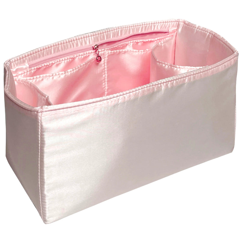Organizer for [Hug Handbag L, Ferragamo] Bag Insert (Silk, Full-width Zip and Open Pocket)