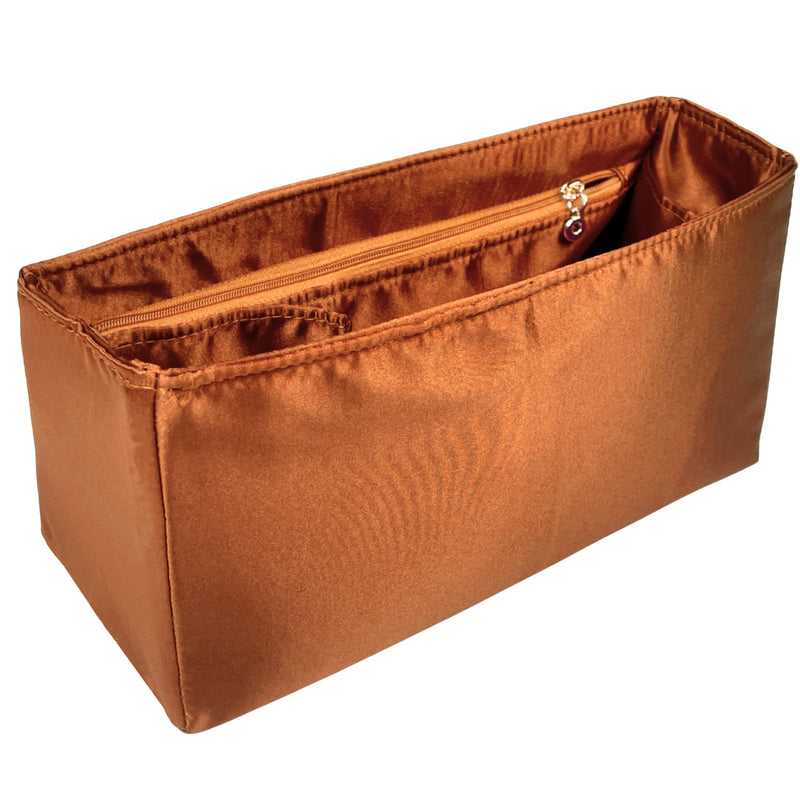 Organizer for [Hug Handbag L, Ferragamo] Bag Insert (Silk, Full-width Zip and Open Pocket)