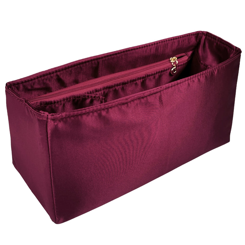 Organizer for [Hug Handbag L, Ferragamo] Bag Insert (Silk, Full-width Zip and Open Pocket)