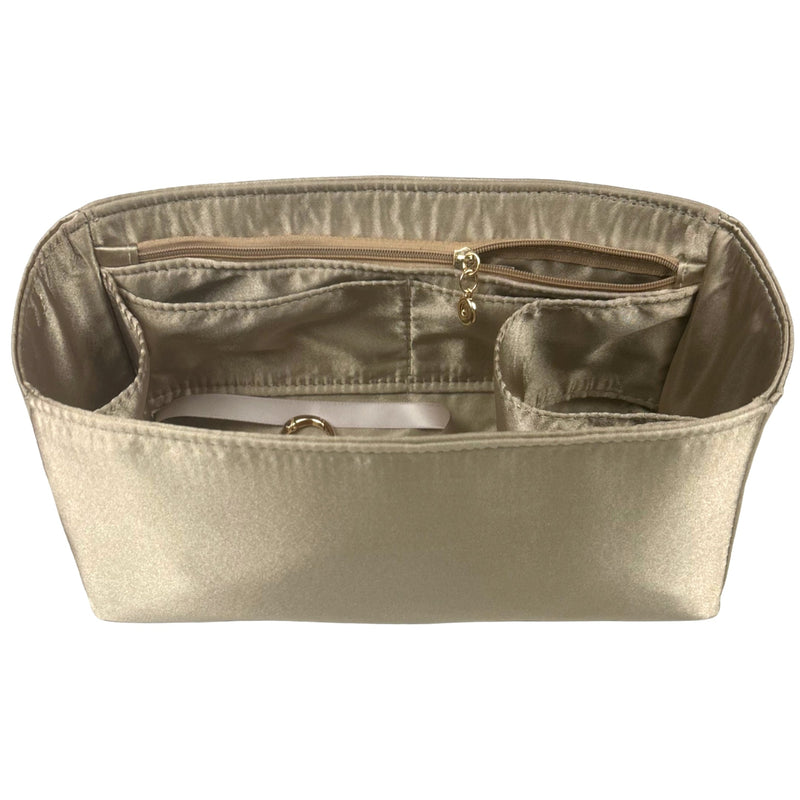 Organizer for [Chain Pouch, Bottega Veneta] Bag Insert (Silk, Full-width Zip and Open Pocket)