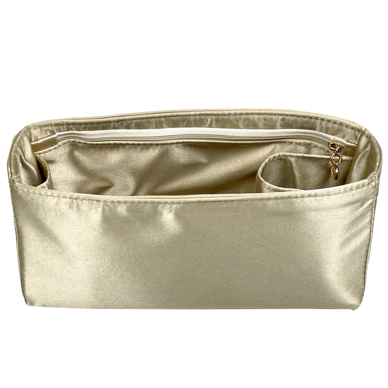 Organizer for [Large Metro Tote, MZ Wallace] Bag Insert (Silk, Full-width Zip and Open Pocket)