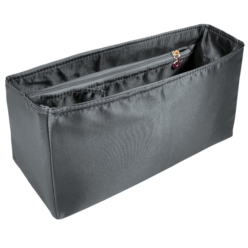 Organizer for [Hug Handbag L, Ferragamo] Bag Insert (Silk, Full-width Zip and Open Pocket)
