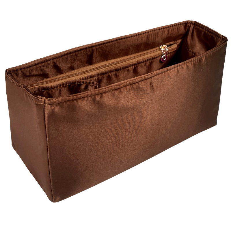 Organizer for [Hug Handbag L, Ferragamo] Bag Insert (Silk, Full-width Zip and Open Pocket)