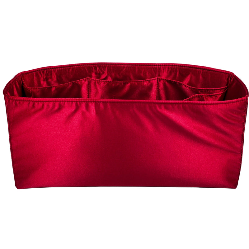 Organizer for [Large Flamenco Clutch, Loewe] Bag Insert (Silk, Full-width Zip and Open Pocket)