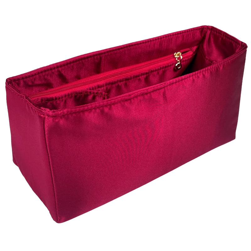 Organizer for [Hug Handbag L, Ferragamo] Bag Insert (Silk, Full-width Zip and Open Pocket)