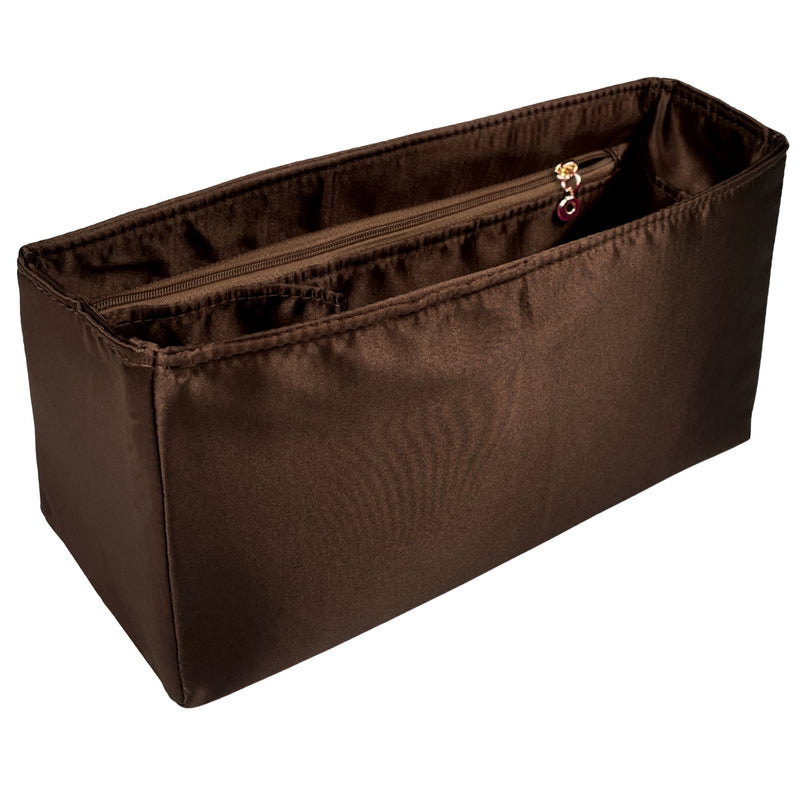 Organizer for [Hug Handbag L, Ferragamo] Bag Insert (Silk, Full-width Zip and Open Pocket)