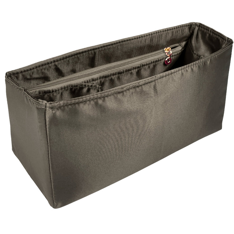 Organizer for [Hug Handbag L, Ferragamo] Bag Insert (Silk, Full-width Zip and Open Pocket)