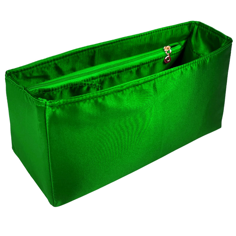 Organizer for [Hug Handbag L, Ferragamo] Bag Insert (Silk, Full-width Zip and Open Pocket)
