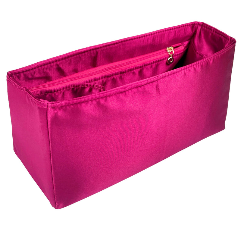 Organizer for [Hug Handbag L, Ferragamo] Bag Insert (Silk, Full-width Zip and Open Pocket)