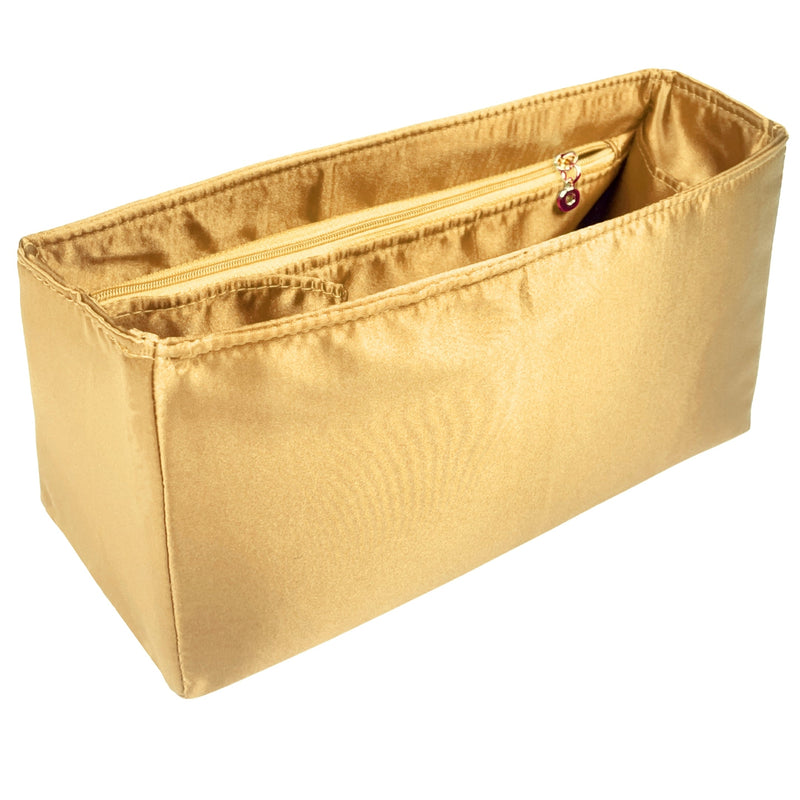 Organizer for [Hug Handbag L, Ferragamo] Bag Insert (Silk, Full-width Zip and Open Pocket)