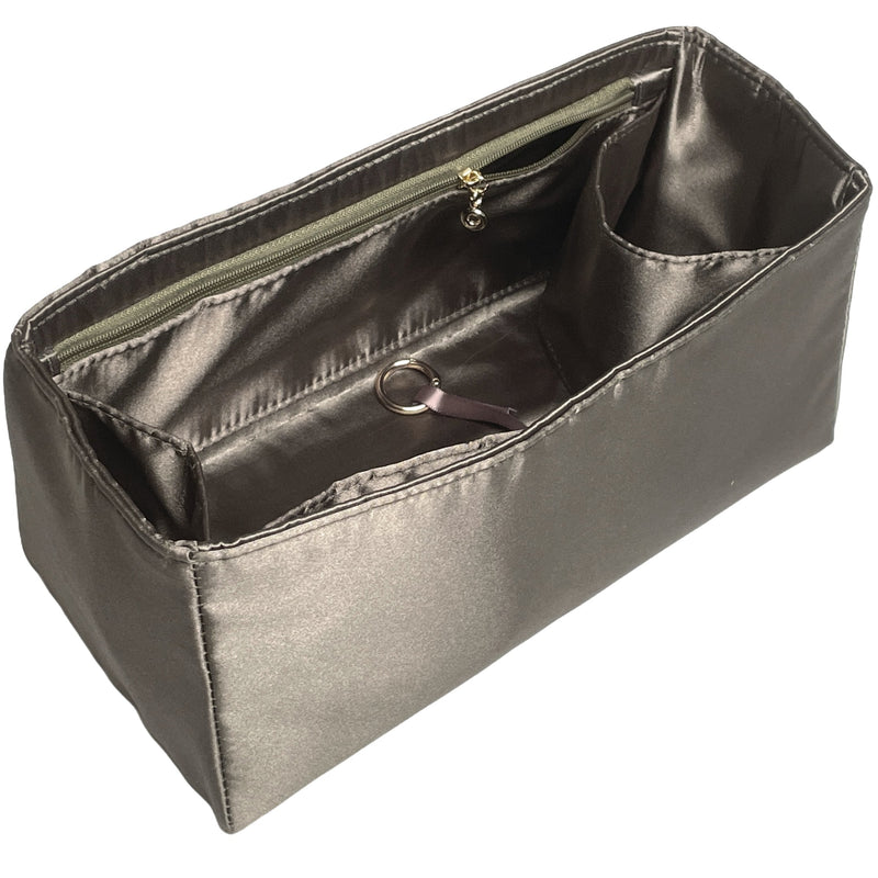 Organizer for [Mini Arco Tote, Bottega Veneta] Bag Insert (Silk, Full-width Zip and Open Pocket)