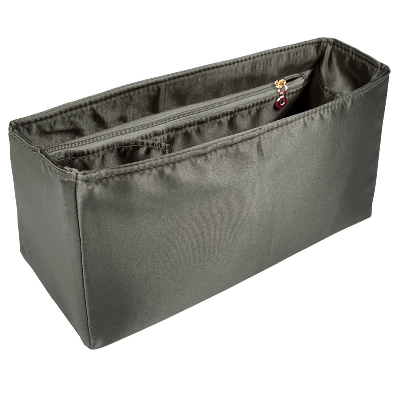 Organizer for [Hug Handbag L, Ferragamo] Bag Insert (Silk, Full-width Zip and Open Pocket)