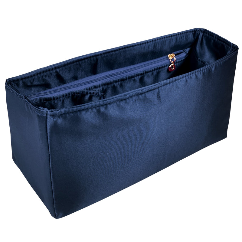 Organizer for [Hug Handbag L, Ferragamo] Bag Insert (Silk, Full-width Zip and Open Pocket)