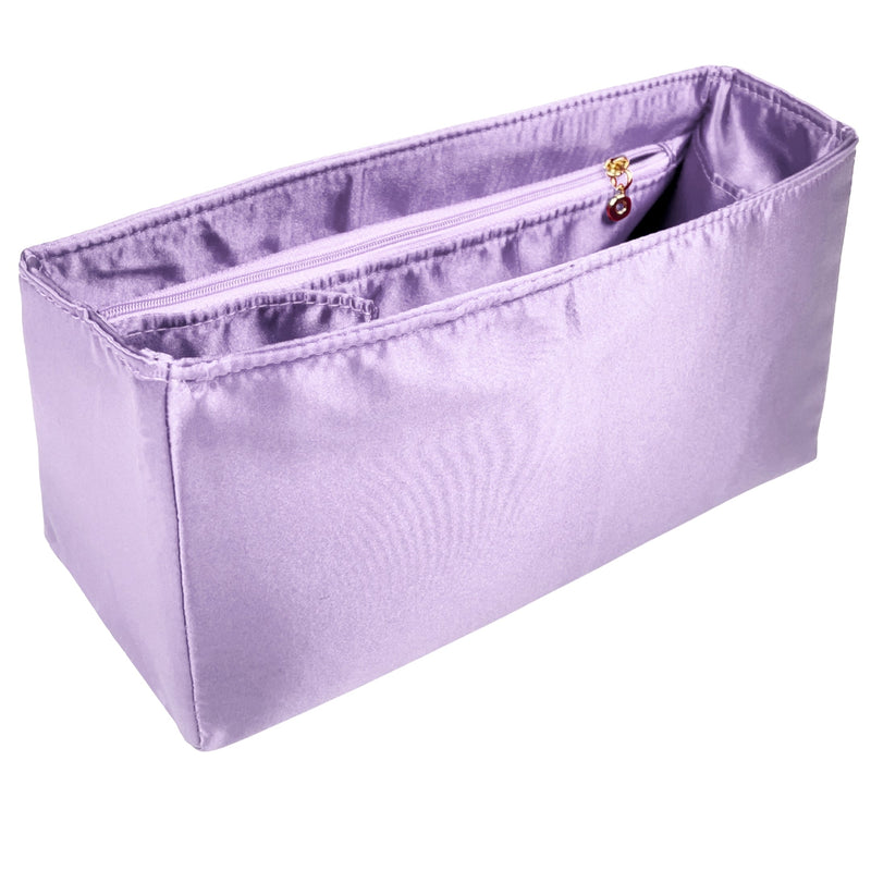 Organizer for [Hug Handbag L, Ferragamo] Bag Insert (Silk, Full-width Zip and Open Pocket)