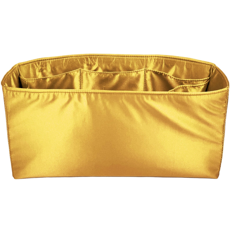 Organizer for [Large Flamenco Clutch, Loewe] Bag Insert (Silk, Full-width Zip and Open Pocket)