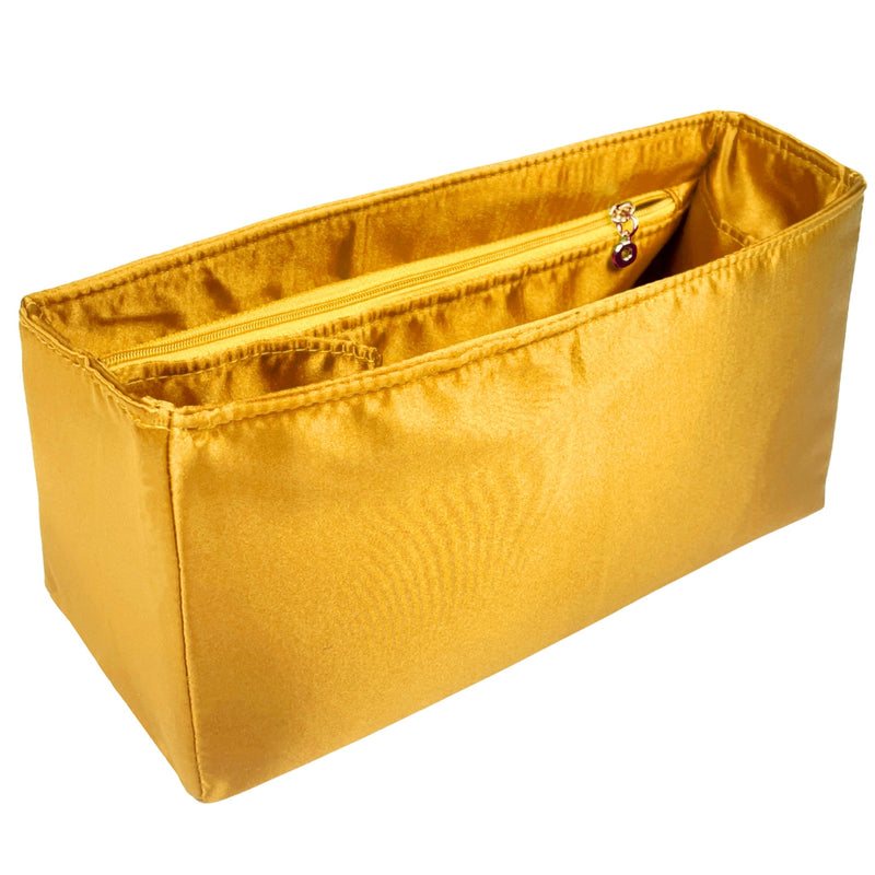 Organizer for [Hug Handbag L, Ferragamo] Bag Insert (Silk, Full-width Zip and Open Pocket)