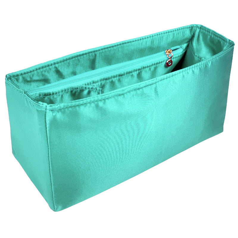 Organizer for [Hug Handbag L, Ferragamo] Bag Insert (Silk, Full-width Zip and Open Pocket)