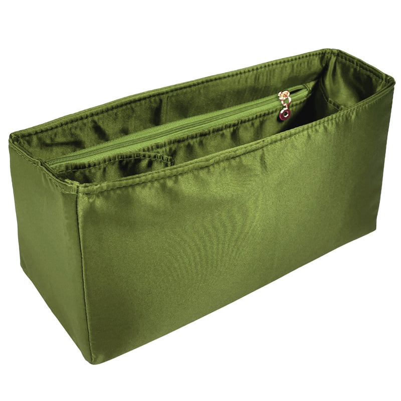 Organizer for [Hug Handbag L, Ferragamo] Bag Insert (Silk, Full-width Zip and Open Pocket)