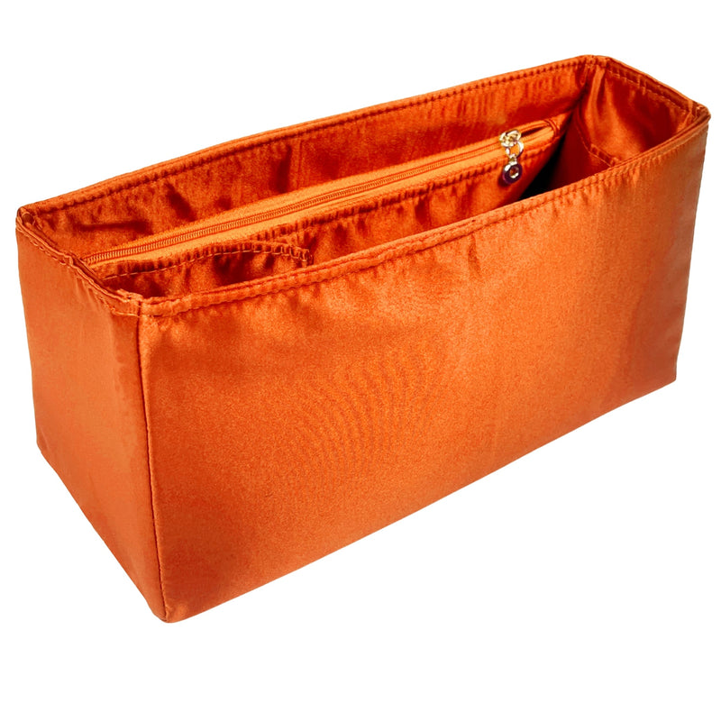 Organizer for [Hug Handbag L, Ferragamo] Tote Purse Bag Insert Liner Shaper (Silk, Full-width Zip and Open Pocket)