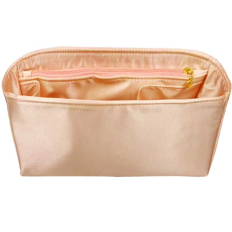 Organizer for [Le Pliage Néo Top Handle Medium, Longchamp] Bag Insert (Silk, Full-width Zip and Open Pocket)