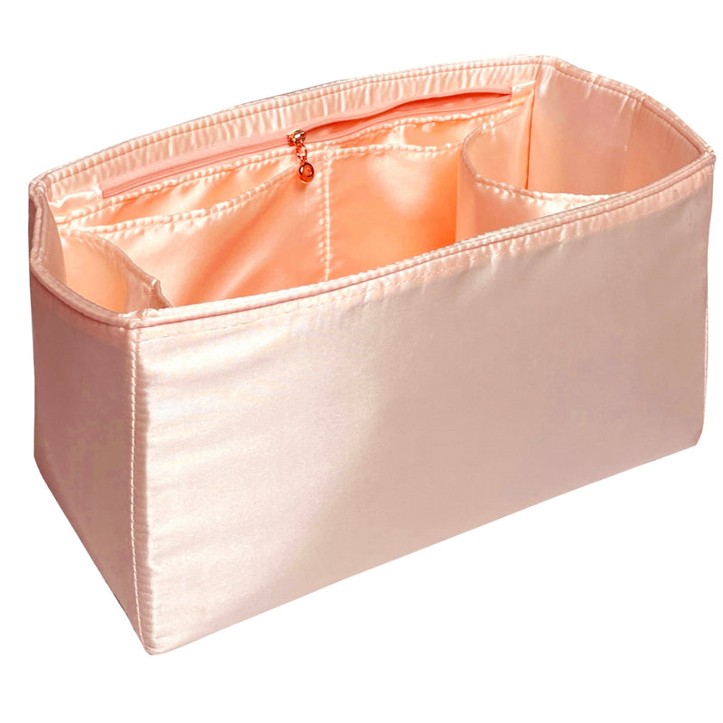 Organizer for [Hug Handbag L, Ferragamo] Bag Insert (Silk, Full-width Zip and Open Pocket)