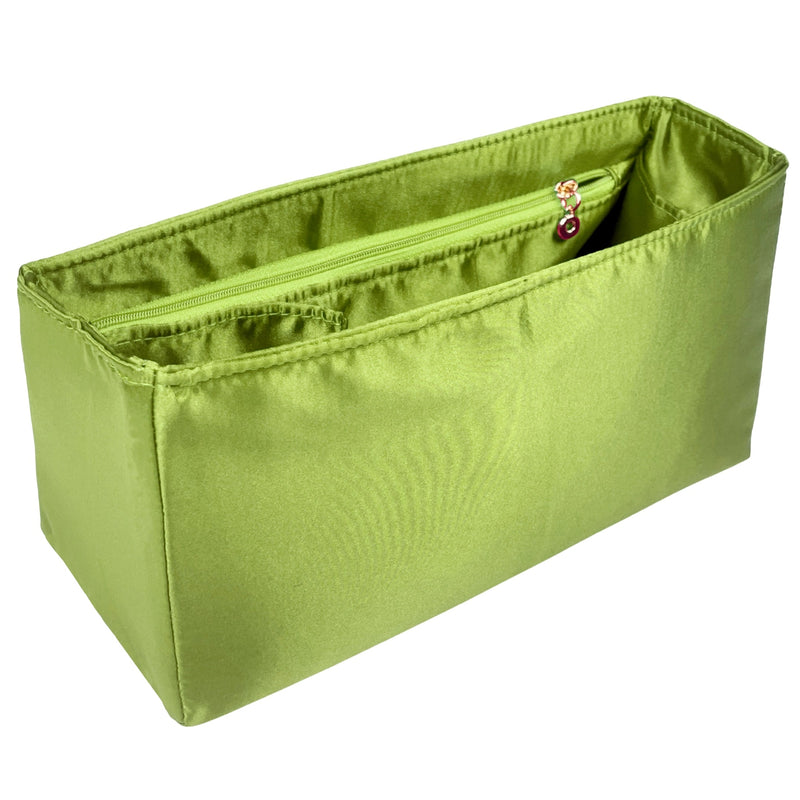 Organizer for [Hug Handbag L, Ferragamo] Bag Insert (Silk, Full-width Zip and Open Pocket)