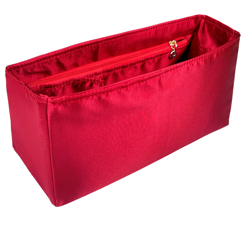 Organizer for [Hug Handbag L, Ferragamo] Bag Insert (Silk, Full-width Zip and Open Pocket)