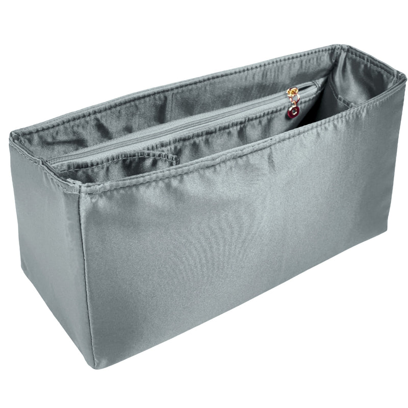 Organizer for [Hug Handbag L, Ferragamo] Bag Insert (Silk, Full-width Zip and Open Pocket)