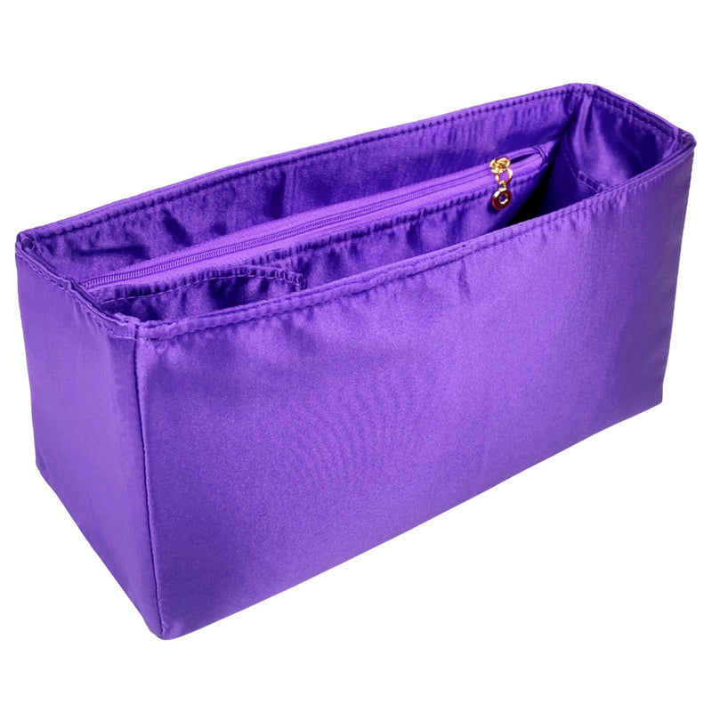 Organizer for [Hug Handbag L, Ferragamo] Bag Insert (Silk, Full-width Zip and Open Pocket)