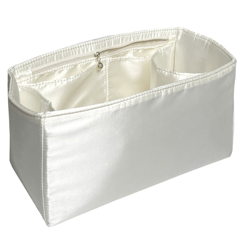 Organizer for [Hug Handbag L, Ferragamo] Bag Insert (Silk, Full-width Zip and Open Pocket)