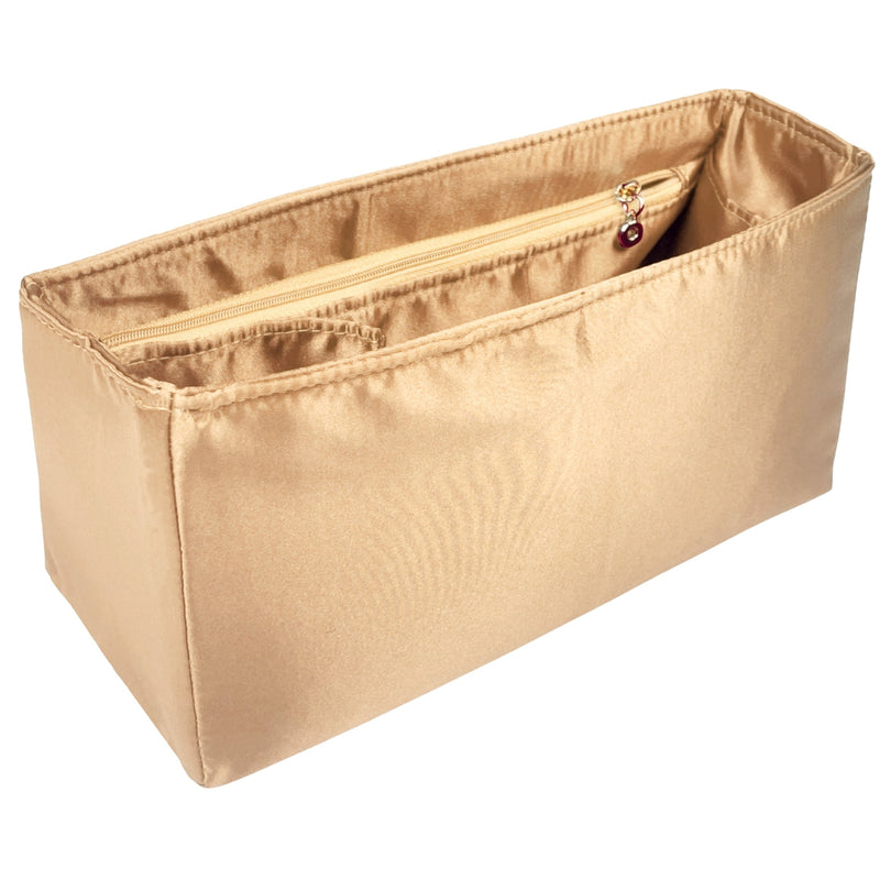 Organizer for [Hug Handbag L, Ferragamo] Bag Insert (Silk, Full-width Zip and Open Pocket)