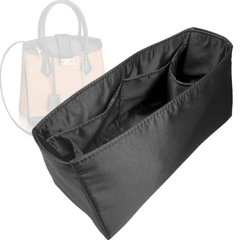 Organizer for [Cour Marly PM (Small), LV] Tote Purse Bag Insert Liner Shaper (Silk, Full-width Zip and Open Pocket)