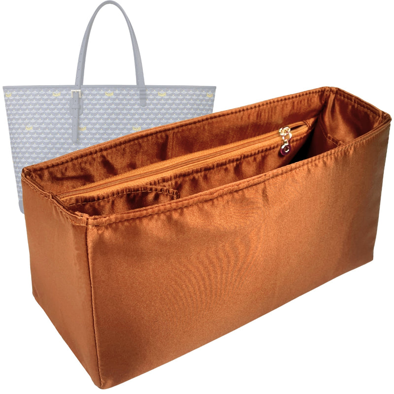 Organizer for [Daily Battle 41, Faure Le Page] Tote Purse Bag Insert Liner Shaper (Silk, Full-width Zip and Open Pocket)