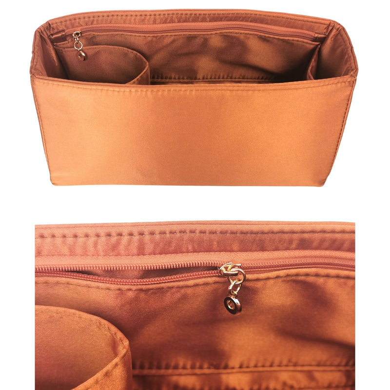 Organizer for [Boy Chanel New Medium, Chanel] Bag Insert (Silk, Full-width Zip and Open Pocket)