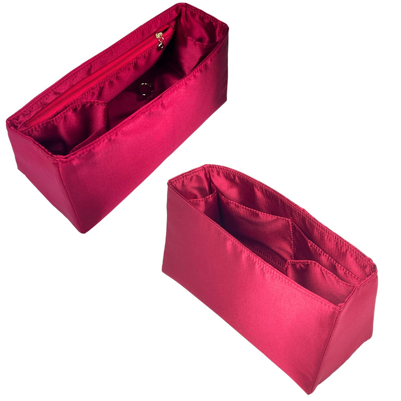 Organizer for [Large Metro Tote, MZ Wallace] Bag Insert (Silk, Full-width Zip and Open Pocket)