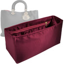 Organizer for [Diorissimo Large Bag, Dior] Tote Purse Bag Insert Liner Shaper (Silk, Full-width Zip and Open Pocket)