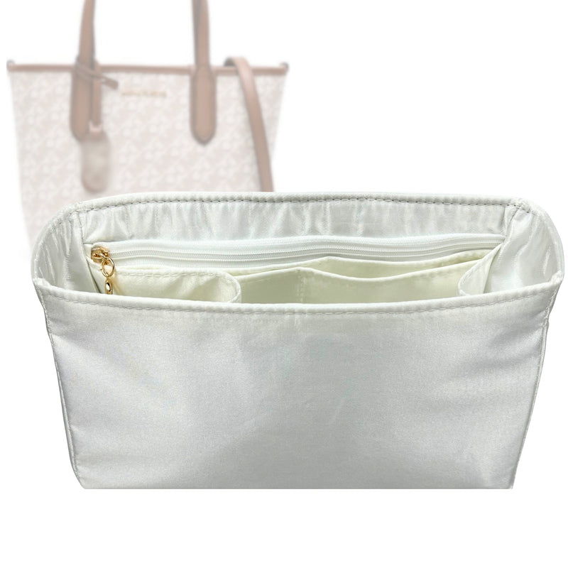 Organizer for [Eliza XL Tote, Michael Kors] Tote Purse Bag Insert Liner Shaper (Silk, Full-width Zip and Open Pocket)