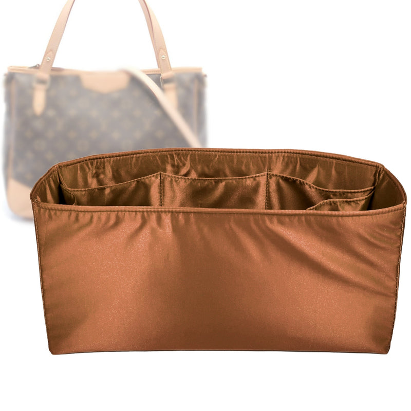 Organizer for [Estrela, LV] Tote Purse Bag Insert Liner Shaper (Silk, Full-width Zip and Open Pocket)