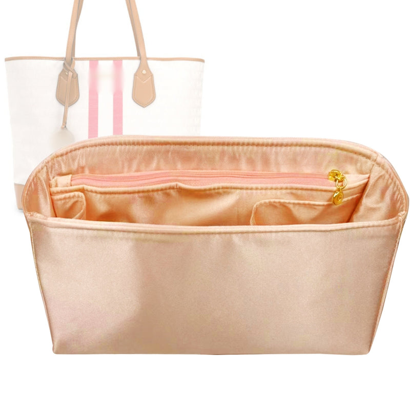 Organizer for [Eva Tote, Michael Kors] Tote Purse Bag Insert Liner Shaper (Silk, Full-width Zip and Open Pocket)