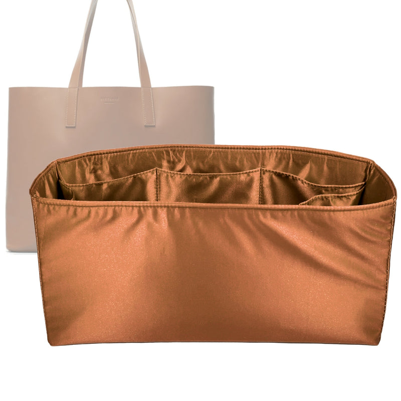 Organizer for [DayMarket, Everlane] Tote Purse Bag Insert Liner Shaper (Silk, Full-width Zip and Open Pocket)