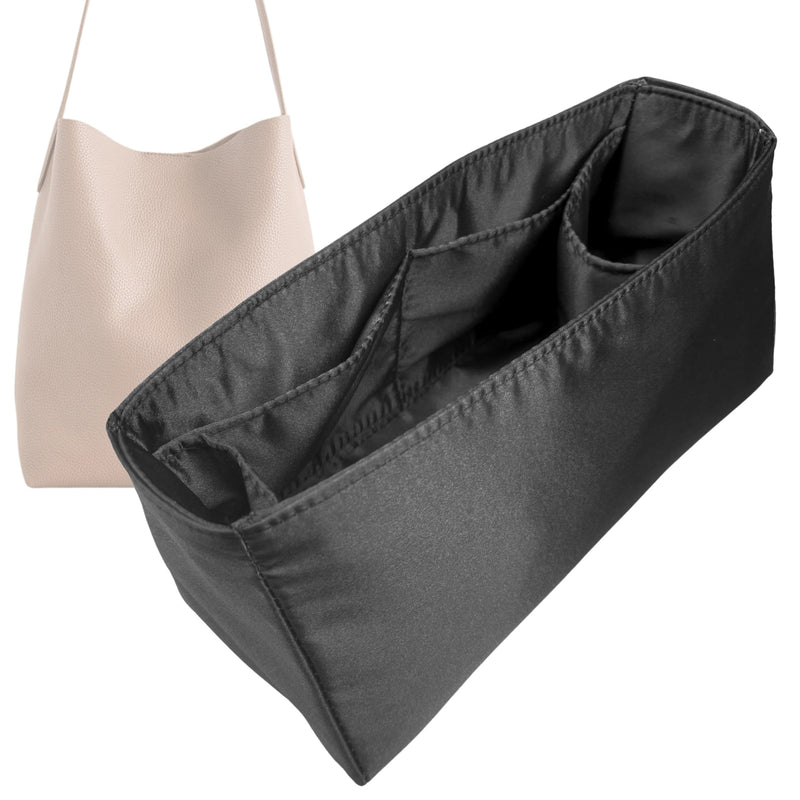 Organizer for [Everyday Cabas, Mansur Gavriel] Tote Purse Bag Insert Liner Shaper (Silk, Full-width Zip and Open Pocket)