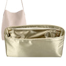 Organizer for [Mini Everyday Cabas, Mansur Gavriel] Tote Purse Bag Insert Liner Shaper (Silk, Full-width Zip and Open Pocket)