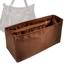 Organizer for [Evora GM (Large), LV] Tote Purse Bag Insert Liner Shaper (Silk, Full-width Zip and Open Pocket)
