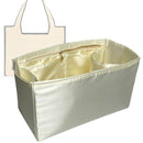Organizer for [Large Font Tote in raffia, Loewe] Tote Purse Bag Insert Liner Shaper (Silk, Full-width Zip and Open Pocket)