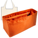 Organizer for [Small Font Tote in raffia, Loewe] Tote Purse Bag Insert Liner Shaper (Silk, Full-width Zip and Open Pocket)